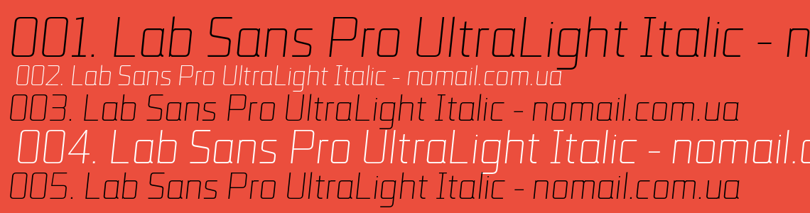 Шрифт Lab Sans Pro UltraLight Italic