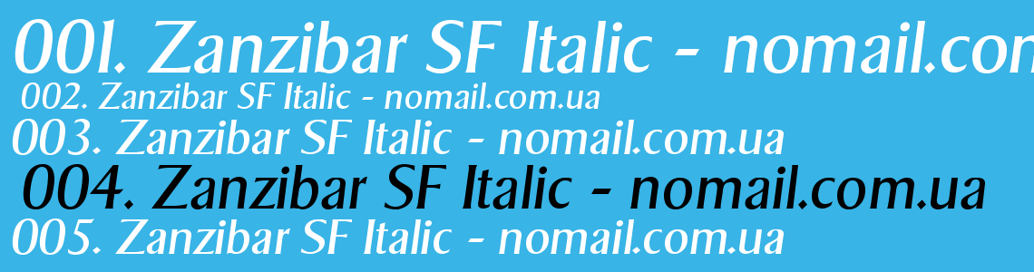 Шрифт Zanzibar SF Italic