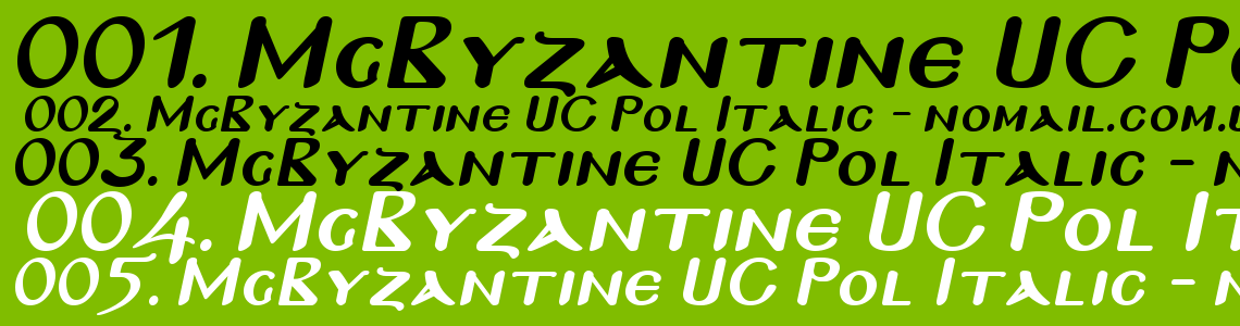 Шрифт MgByzantine UC Pol Italic