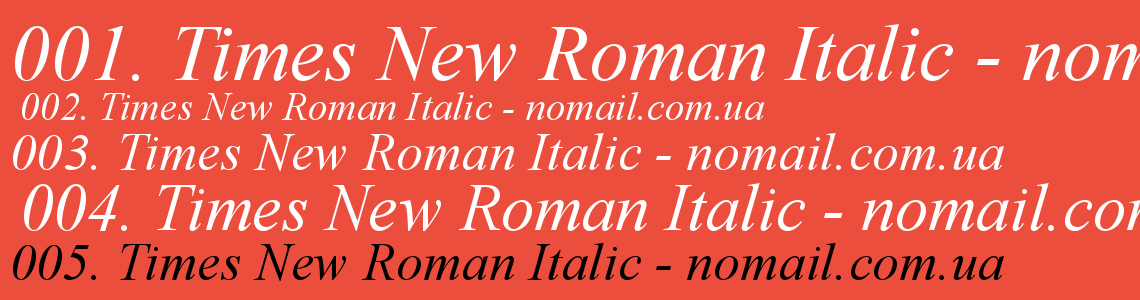 Шрифт Times New Roman Italic