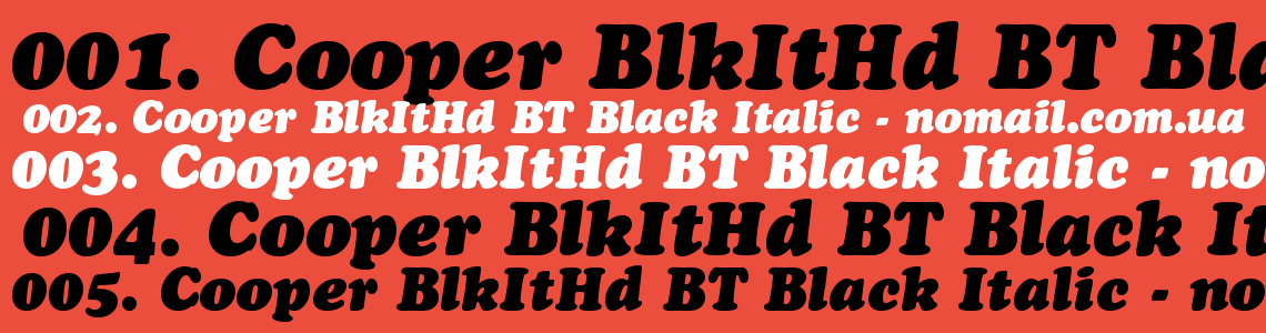 Шрифт Cooper BlkItHd BT Black Italic