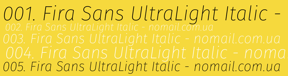 Шрифт Fira Sans UltraLight Italic