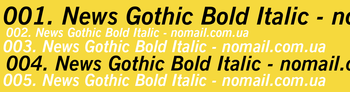 Шрифт News Gothic Bold Italic