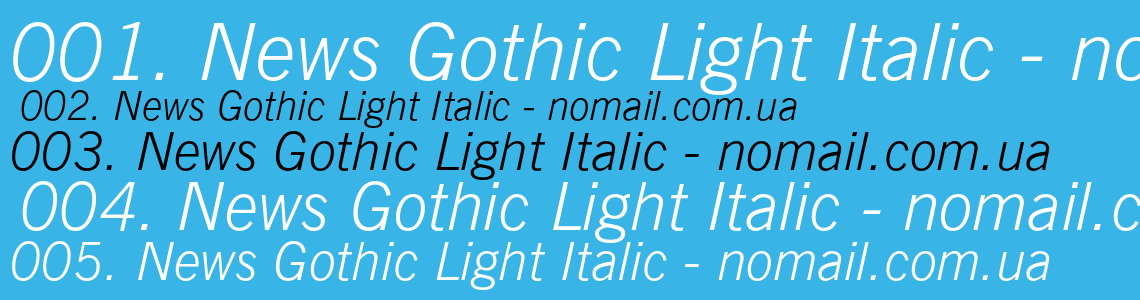 Шрифт News Gothic Light Italic