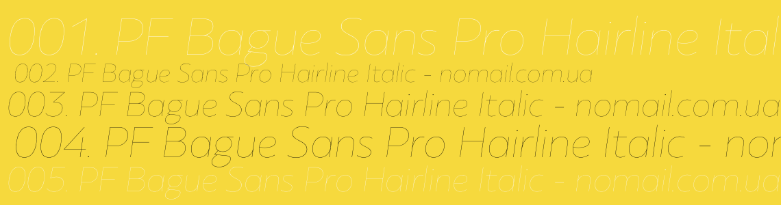 Шрифт PF Bague Sans Pro Hairline Italic