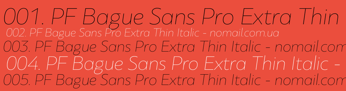 Шрифт PF Bague Sans Pro Extra Thin Italic