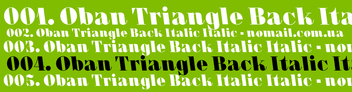Шрифт Oban Triangle Back Italic Italic