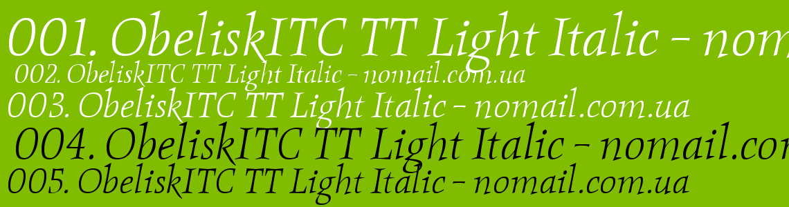 Шрифт ObeliskITC TT Light Italic