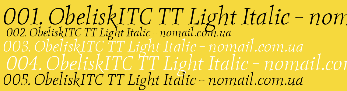 Шрифт ObeliskITC TT Light Italic