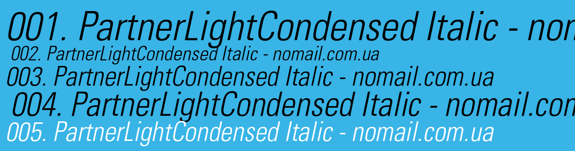 Шрифт PartnerLightCondensed Italic