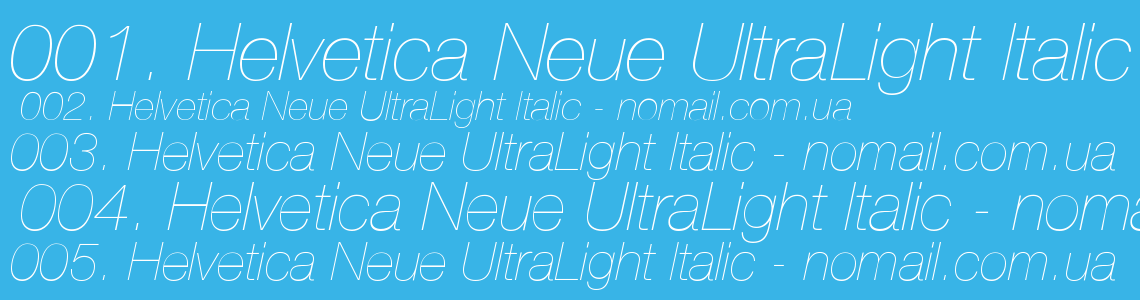 Шрифт Helvetica Neue UltraLight Italic