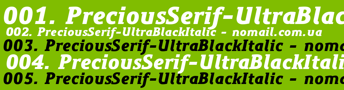 Шрифт PreciousSerif-UltraBlackItalic