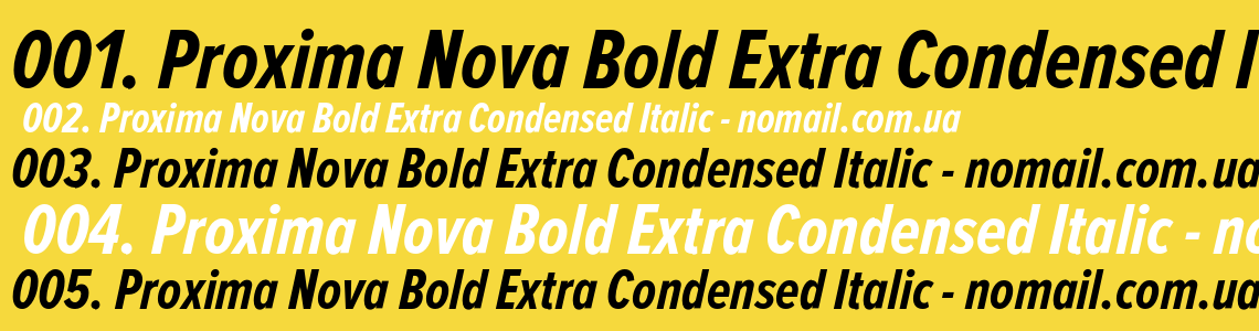 Шрифт Proxima Nova Bold Extra Condensed Italic