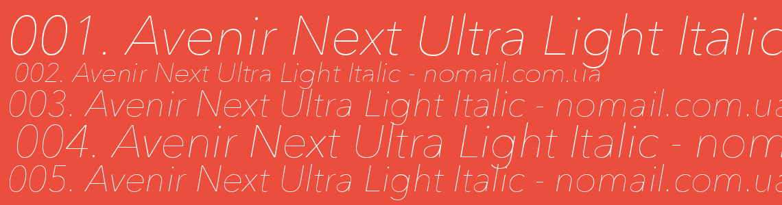 Шрифт Avenir Next Ultra Light Italic