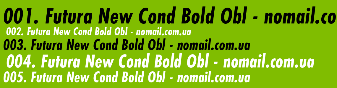 Шрифт Futura New Cond Bold Obl