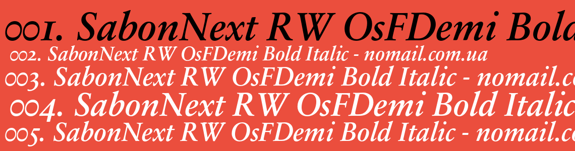 Шрифт SabonNext RW OsFDemi Bold Italic