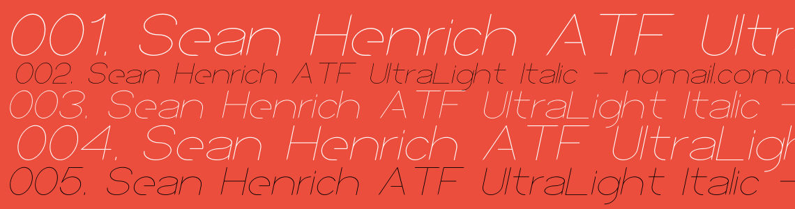 Шрифт Sean Henrich ATF UltraLight Italic