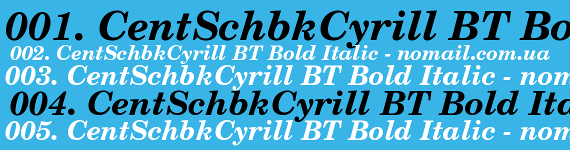 Шрифт CentSchbkCyrill BT Bold Italic