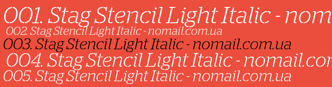 Шрифт Stag Stencil Light Italic