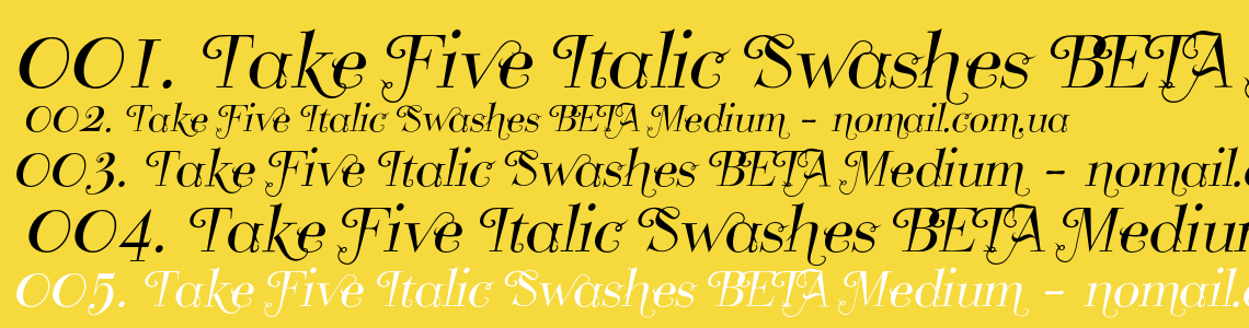 Шрифт Take Five Italic Swashes BETA Medium