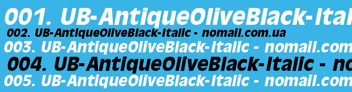 Шрифт UB-AntiqueOliveBlack-Italic