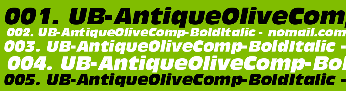 Шрифт UB-AntiqueOliveComp-BoldItalic