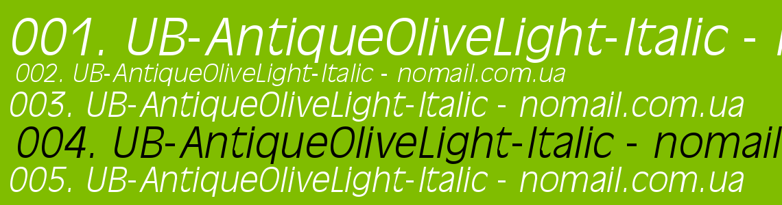 Шрифт UB-AntiqueOliveLight-Italic