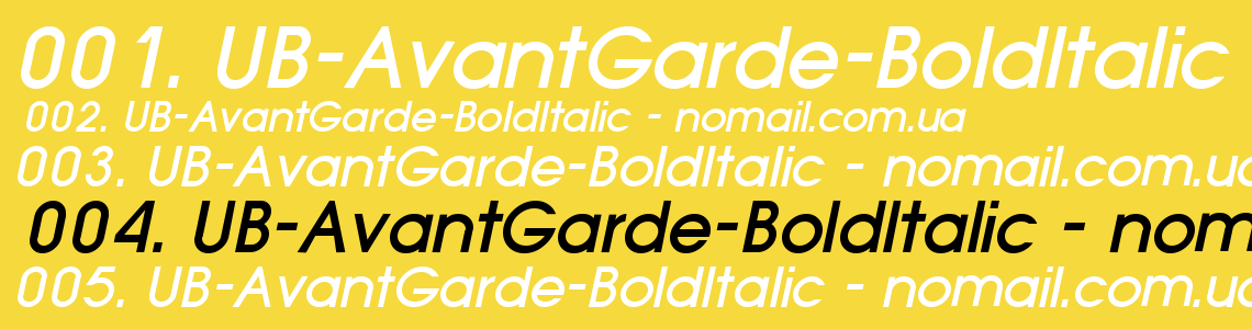 Шрифт UB-AvantGarde-BoldItalic