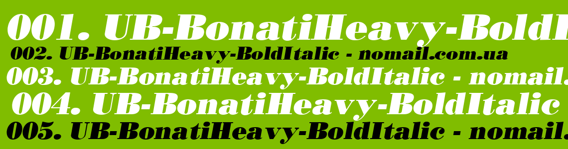Шрифт UB-BonatiHeavy-BoldItalic