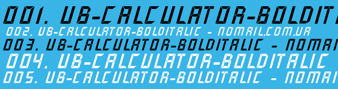 Шрифт UB-Calculator-BoldItalic