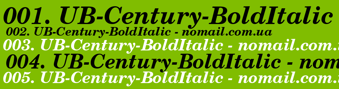 Шрифт UB-Century-BoldItalic