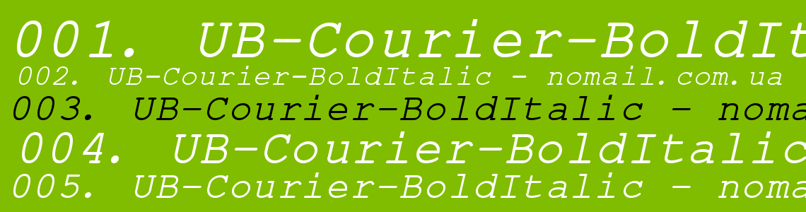 Шрифт UB-Courier-BoldItalic