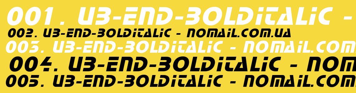 Шрифт UB-End-BoldItalic