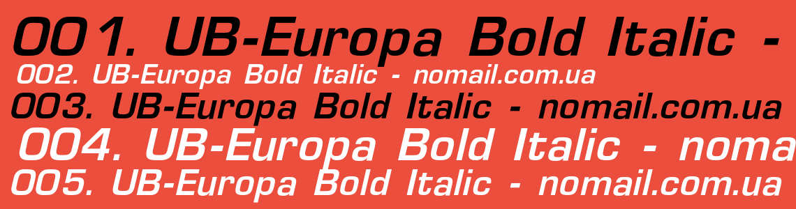 Шрифт UB-Europa Bold Italic