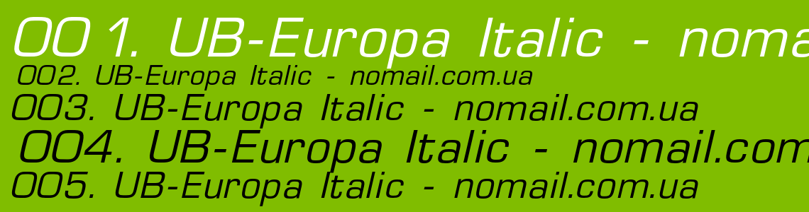 Шрифт UB-Europa Italic