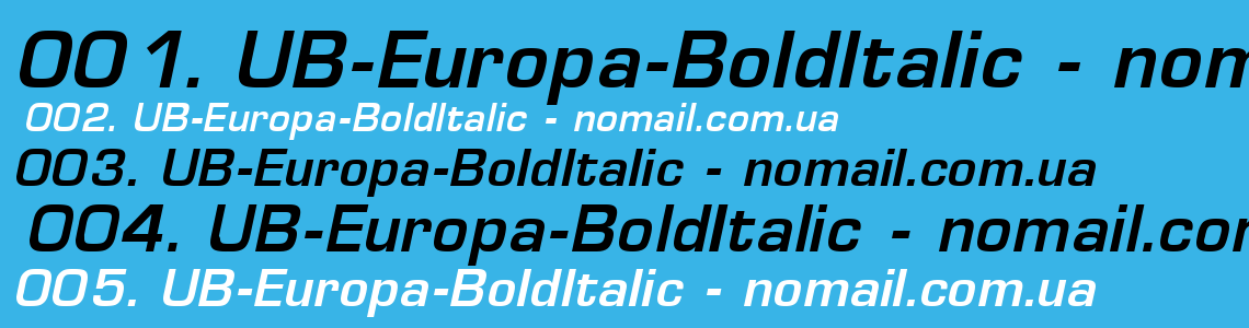 Шрифт UB-Europa-BoldItalic