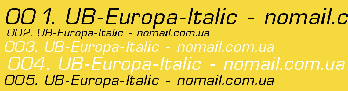 Шрифт UB-Europa-Italic
