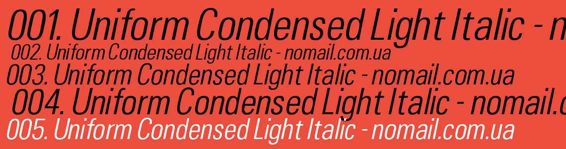 Шрифт Uniform Condensed Light Italic