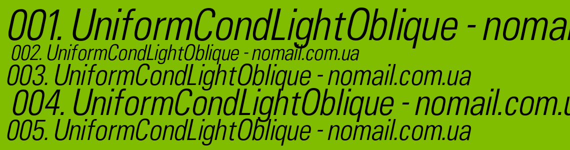 Шрифт UniformCondLightOblique