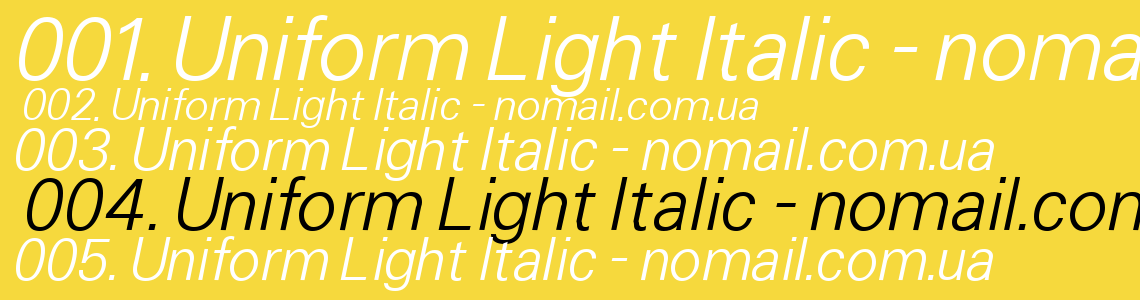 Шрифт Uniform Light Italic