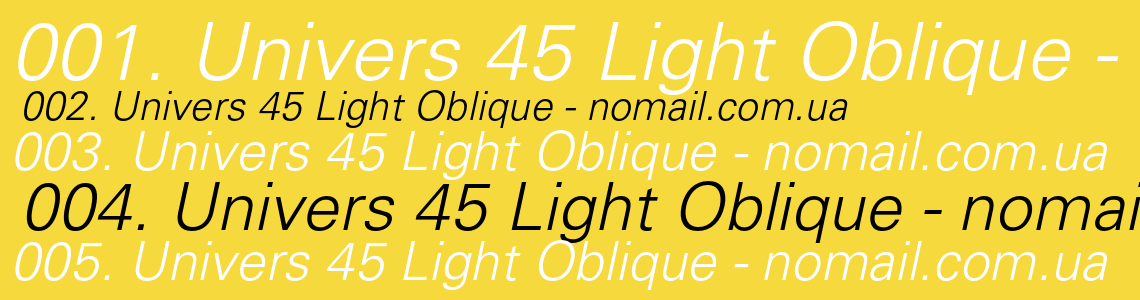 Шрифт Univers 45 Light Oblique