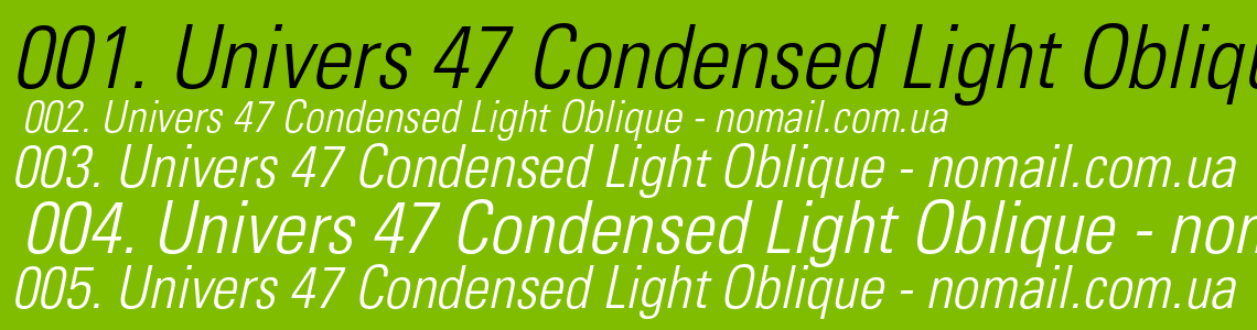 Шрифт Univers 47 Condensed Light Oblique