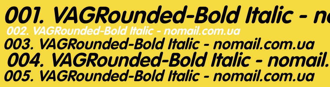 Шрифт VAGRounded-Bold Italic