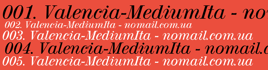 Шрифт Valencia-MediumIta