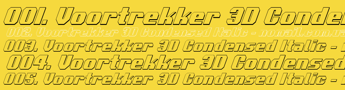 Шрифт Voortrekker 3D Condensed Italic