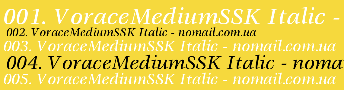 Шрифт VoraceMediumSSK Italic