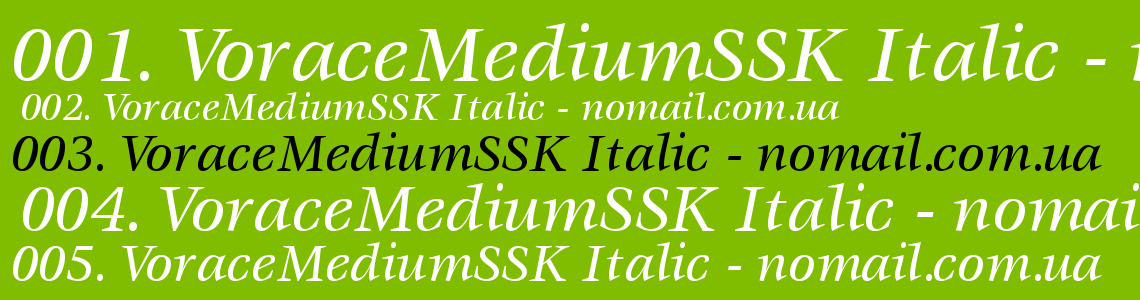 Шрифт VoraceMediumSSK Italic