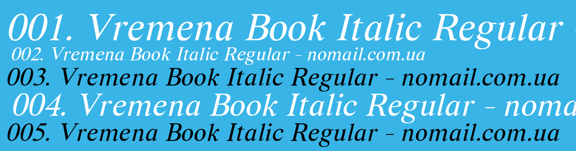 Шрифт Vremena Book Italic Regular