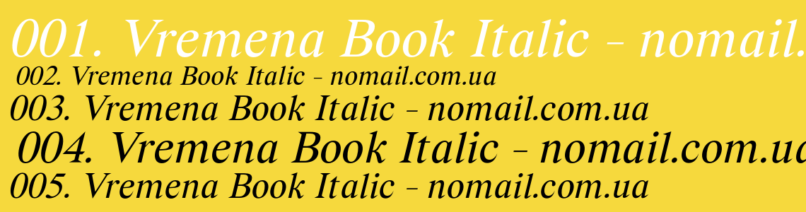 Шрифт Vremena Book Italic