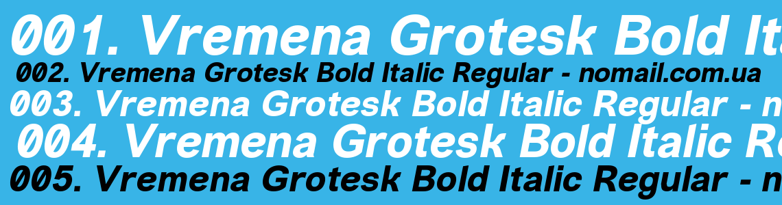 Шрифт Vremena Grotesk Bold Italic Regular